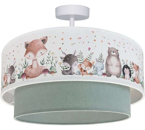 Brilagi-LED Детски повърхностно монтиран полилей BOBO 1xE27/60W/230V Ø 40 cm бял/зелен/с животински мотив