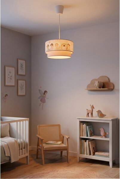 Brilagi - LED детски полилей на кабел BOBO 1xE27/60W/230V Ø 40 см розов/феи