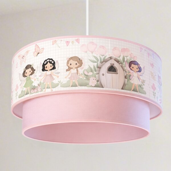Brilagi - LED детски полилей на кабел BOBO 1xE27/60W/230V Ø 40 см розов/феи