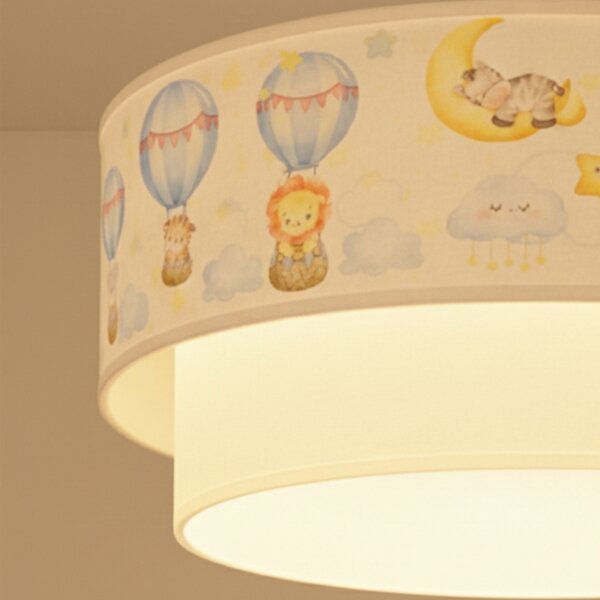 Brilagi - LED детски полилей на кабел BOBO 1xE27/60W/230V Ø 40 cm бял/бежов/с животински мотив