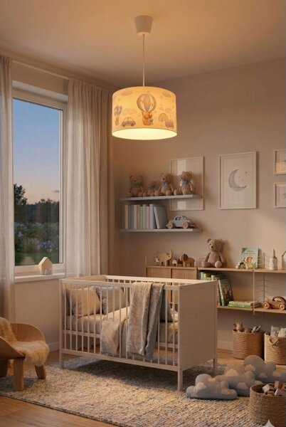 Brilagi - LED детски полилей на кабел BOBO 1xE27/60W/230V Ø 35 см син/мечета