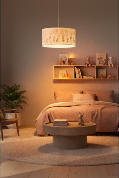 Brilagi - LED детски висящ полилей BOBO 1xE27/60W/230V, диаметър 35 см, бял с животински мотиви