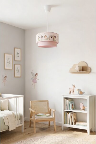 Brilagi - LED детски полилей на кабел BOBO 1xE27/60W/230V Ø 40 см розов/феи
