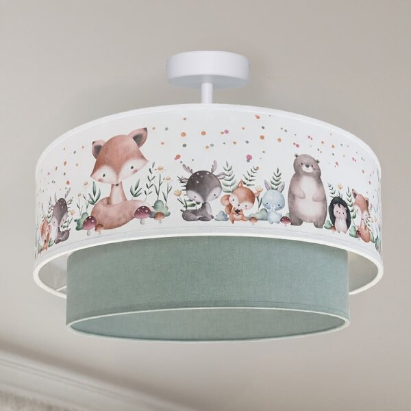 Brilagi-LED Детски повърхностно монтиран полилей BOBO 1xE27/60W/230V Ø 40 cm бял/зелен/с животински мотив