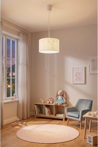 Brilagi - LED детски полилей на кабел BOBO 1xE27/60W/230V Ø 35 см бял/зайчета