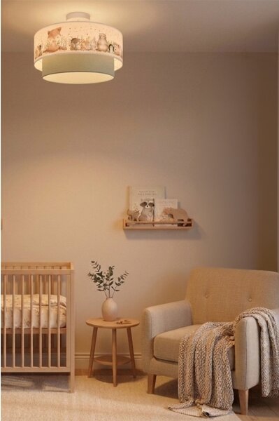 Brilagi-LED Детски повърхностно монтиран полилей BOBO 1xE27/60W/230V Ø 40 cm бял/зелен/с животински мотив
