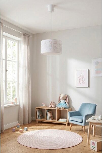 Brilagi - LED детски полилей на кабел BOBO 1xE27/60W/230V Ø 35 см бял/зайчета