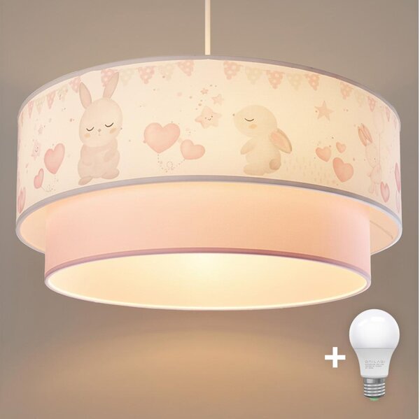 Brilagi- LED детски полилей на кабел BOBO 1xE27/60W/230V пр.40 см крем/розов/кралско синьо