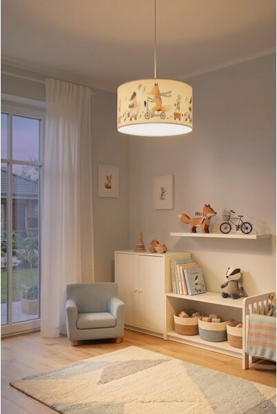Brilagi - LED детски полилей на кабел BOBO 1xE27/60W/230V Ø 35 см бял/с животински мотиви