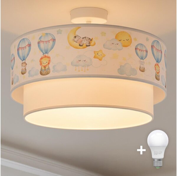 Brilagi-LED Детски таванен плафон BOBO 1xE27/60W/230V Ø 40 см бял/бежов/с животински мотив