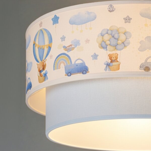 Brilagi-LED Детски полилей на кабел BOBO 1xE27/60W/230V Ø40 см крем/син/мече