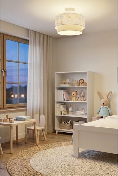 Brilagi-LED Детски таванен плафон BOBO 1xE27/60W/230V Ø 40 см бял/бежов/с животински мотив