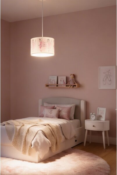 Brilagi - LED детски полилей на кабел BOBO 1xE27/60W/230V Ø 35 см розов/балеринки