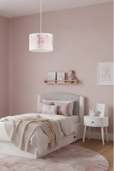 Brilagi - LED детски полилей на кабел BOBO 1xE27/60W/230V Ø 35 см розов/балеринки