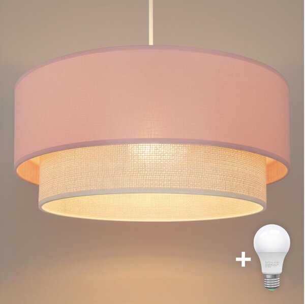 Brilagi - LED полилей на кабел BOHO BOBO 1xE27/60W/230V Ø 40 см розово/кремаво