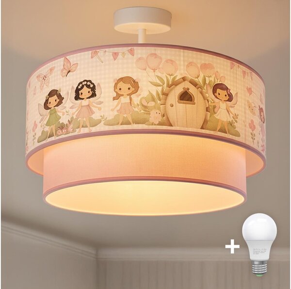 Brilagi - LED детски плафон BOBO 1xE27/60W/230V Ø 40 см розов/феи
