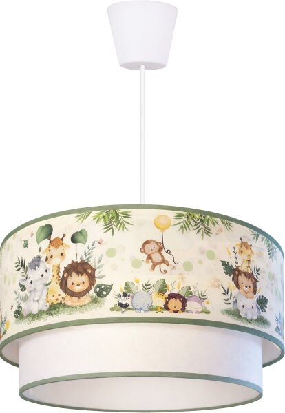 Brilagi-LED Детски полилей на кабел BOBO 1xE27/60W/230V pr.40cm крем./зелен./джунгла