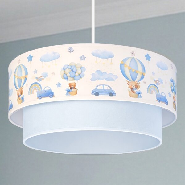 Brilagi-LED Детски полилей на кабел BOBO 1xE27/60W/230V Ø40 см крем/син/мече