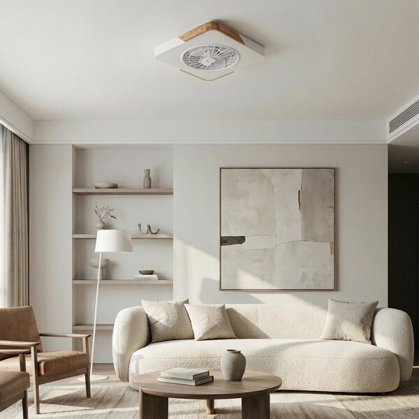 Brilagi - LED димируемо осветително тяло с вентилатор LED/38W/230V 50 см бяло/дъб + ДУ