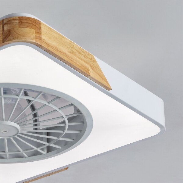 Brilagi - LED димируемо осветително тяло с вентилатор LED/38W/230V 50 см бяло/дъб + ДУ