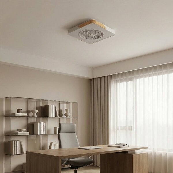 Brilagi - LED димируемо осветително тяло с вентилатор LED/38W/230V 50 см бяло/дъб + ДУ