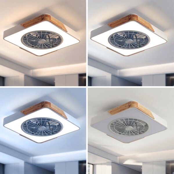 Brilagi - LED димируемо осветително тяло с вентилатор LED/38W/230V 50 см бяло/дъб + ДУ
