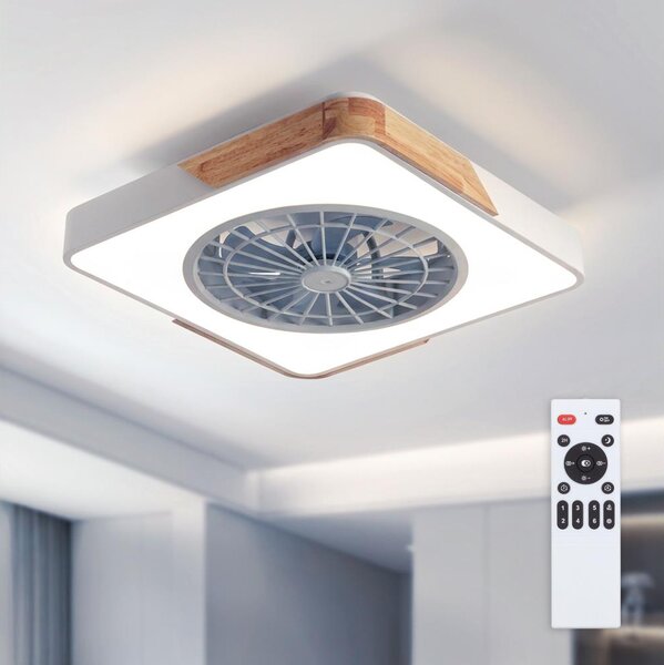 Brilagi - LED димируемо осветително тяло с вентилатор LED/38W/230V 50 см бяло/дъб + ДУ