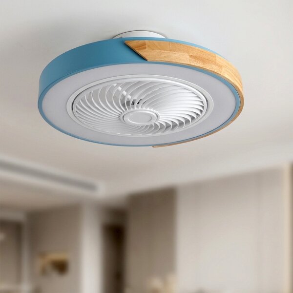 Brilagi - димируемо LED осветително тяло с вентилатор LED/38W/230V 50 cm син/дъб + дистанционно управление