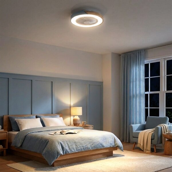 Brilagi - димируемо LED осветително тяло с вентилатор LED/38W/230V 50 cm син/дъб + дистанционно управление