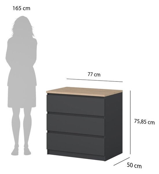 Тъмносив скрин 77x76x50 cm Naia – Tvilum