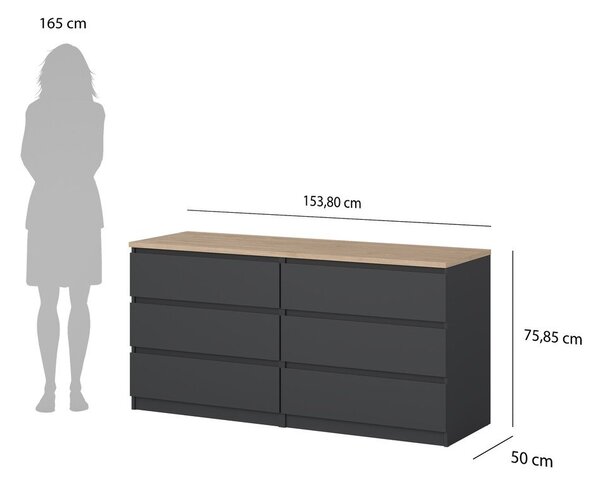 Тъмносив скрин 154x76x50 cm Naia – Tvilum