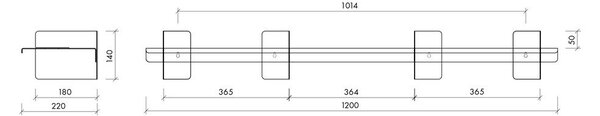 Метален стенен рафт в сребрист цвят 120 cm Tivo – noo.ma