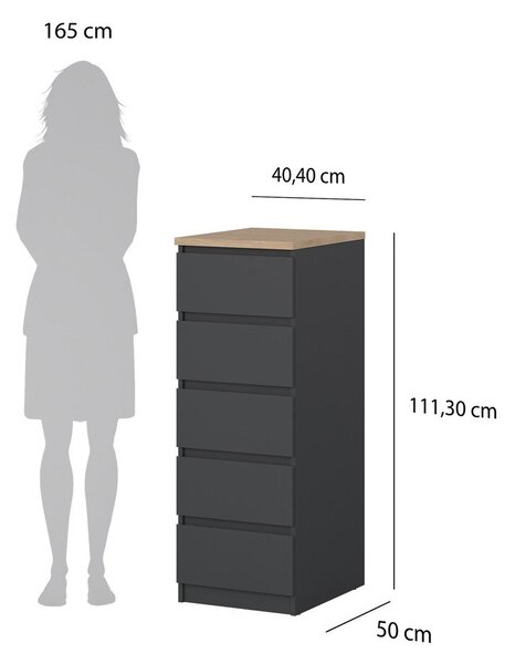 Тъмносив скрин 40x111x50 cm Naia – Tvilum