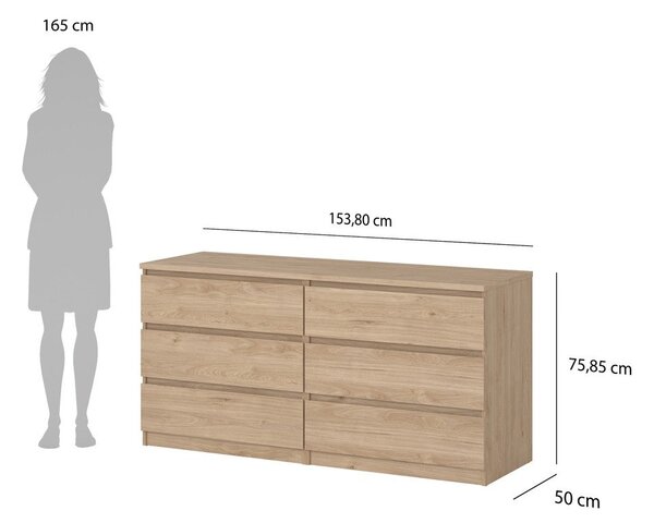 Скрин от декор от дъб в естествен цвят 154x76x50 cm Naia – Tvilum
