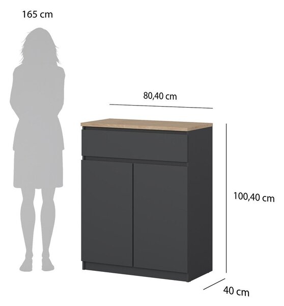 Тъмносив скрин 80x100x40 cm Naia – Tvilum