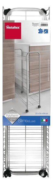 Мобилна стойка с 3 рафта Ascona Slim De Luxe, височина 84 cm - Metaltex