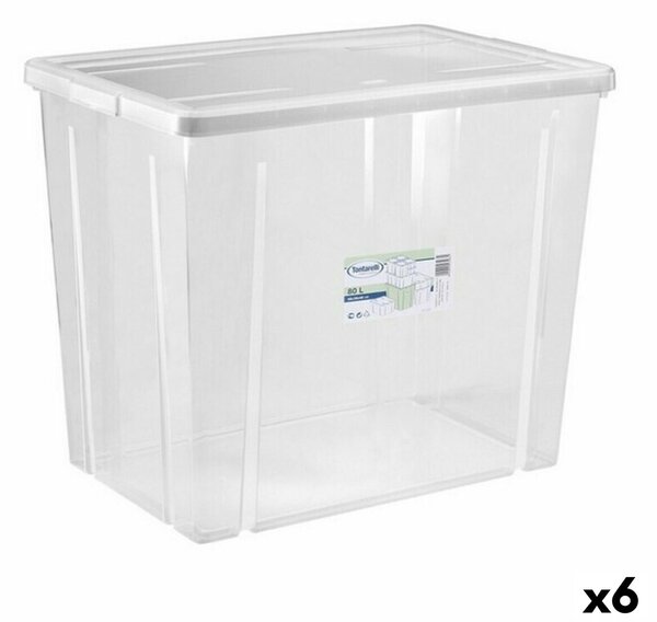 Кутия за Съхранение с Капак Tontarelli Linea box 80 L 59 x 39 x 48 cm (6 броя)