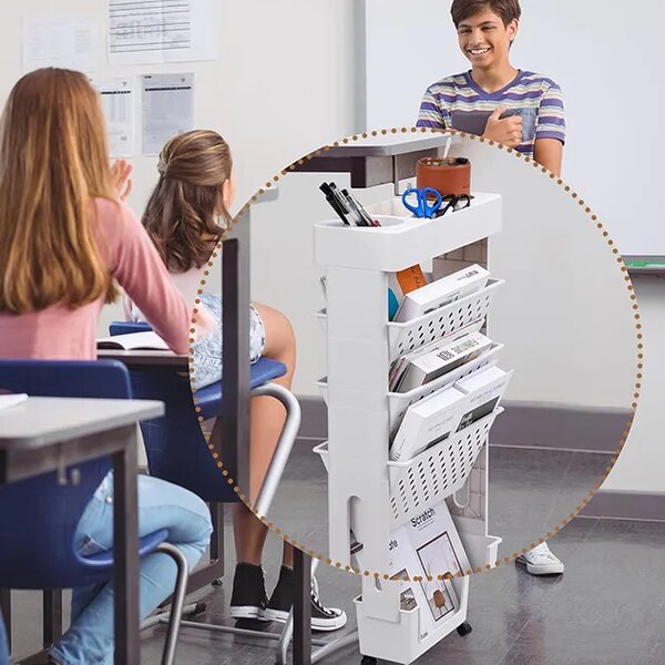 Bookcart™ Етажерка за книги на колела с 5 нива