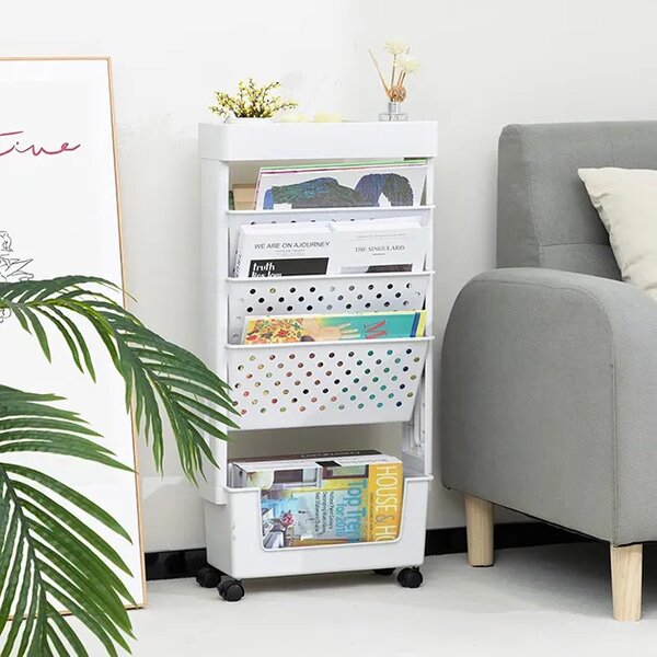 Bookcart™ Етажерка за книги на колела с 5 нива