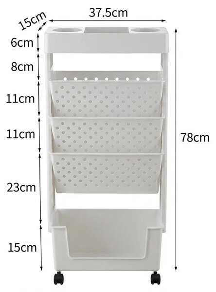 Bookcart™ Етажерка за книги на колела с 5 нива