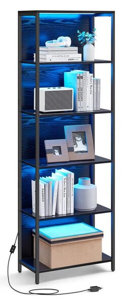 Етажерка с вградено осветление NAVARO 60x179x30 см черна
