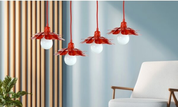 Bohemia-Design - Висяща лампа на кабел 1xE27/60W/230V червена