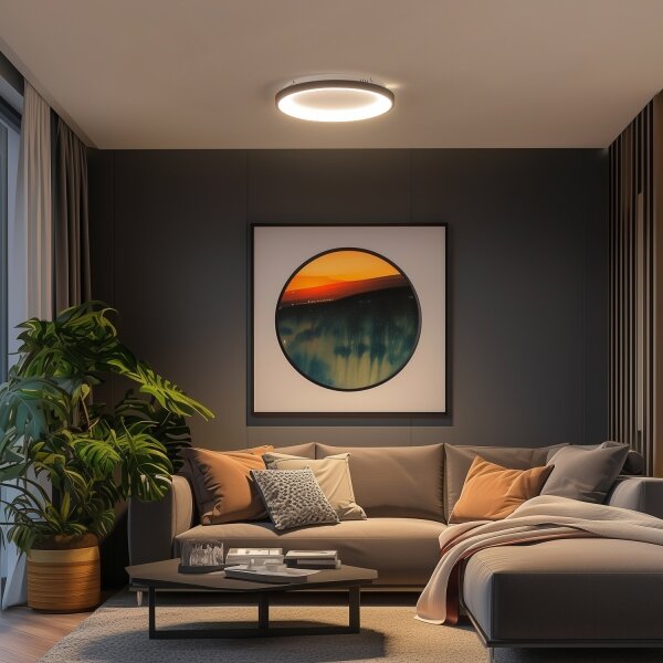 Brilagi - LED димируем таванен плафон FALCON SLIM LED/42W/230V Ø 50 см черен + дистанционно