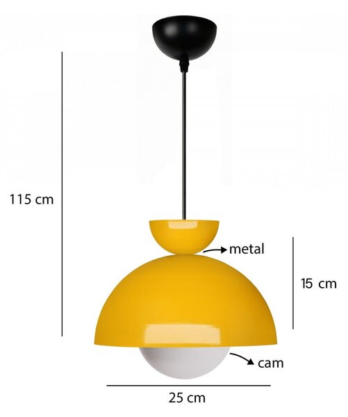 Жълто висящо осветително тяло с метален абажур ø 25 cm Arta – Opviq lights