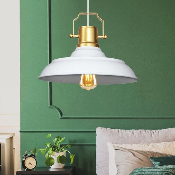 Бяло висящо осветително тяло с метален абажур ø 25 cm Tarsus – Opviq lights
