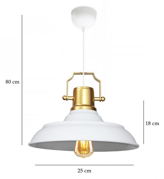 Бяло висящо осветително тяло с метален абажур ø 25 cm Tarsus – Opviq lights
