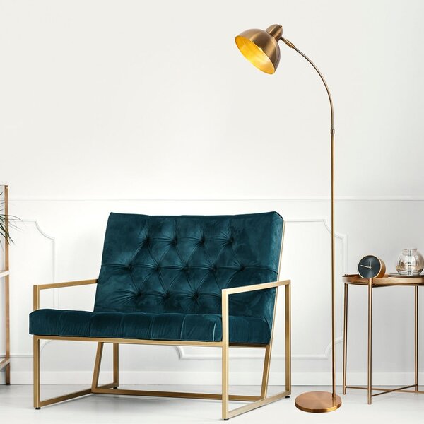 Подова лампа в месингов цвят с метален абажур (височина 162 cm) Marzeo – Opviq lights