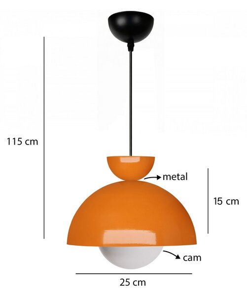 Оранжево висящо осветително тяло с метален абажур ø 25 cm Arta – Opviq lights