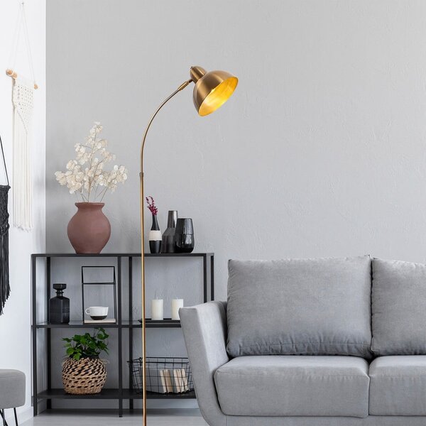 Подова лампа в месингов цвят с метален абажур (височина 162 cm) Marzeo – Opviq lights