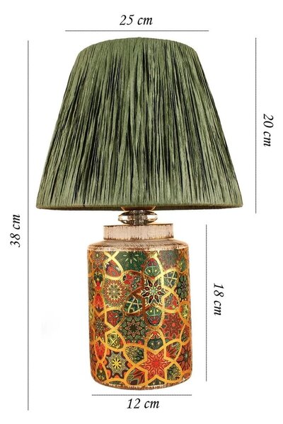 Зелена настолна лампа с абажур от хартиен шнур (височина 38 cm) Alev – Opviq lights